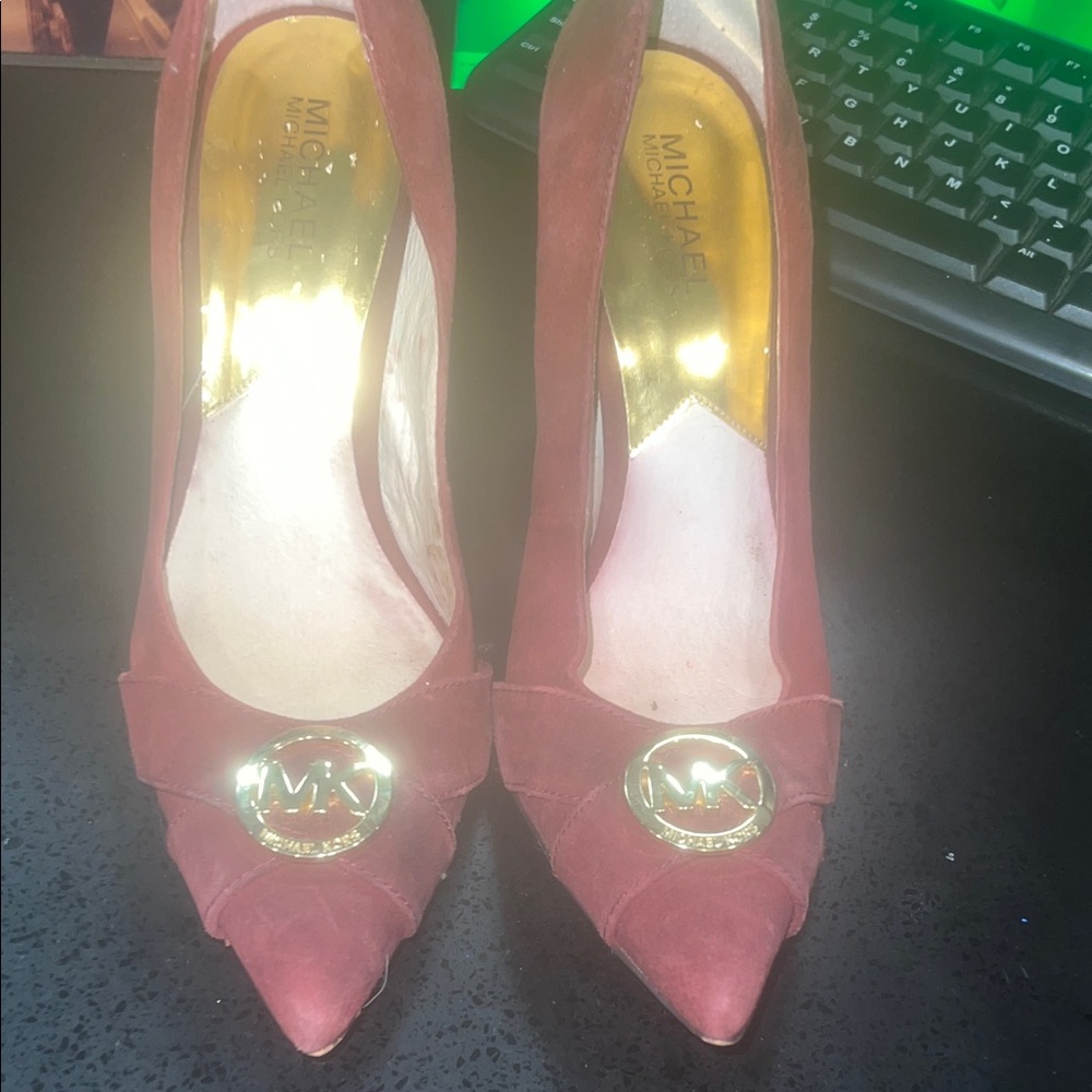 Michael Kors Burgundy Heels with Gold Accents